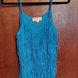 Ladies Blue Fringe Tank - Size Small